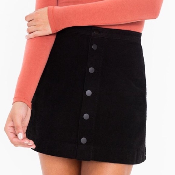 American Apparel Dresses & Skirts - American Apparel Corduroy Button Down Black Skirt